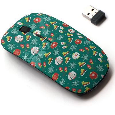 2.4G Wireless Mouse with Cute Pattern Design for All Laptops and Desktops with Nano Receiver - Christmas Snowflakes Mittens