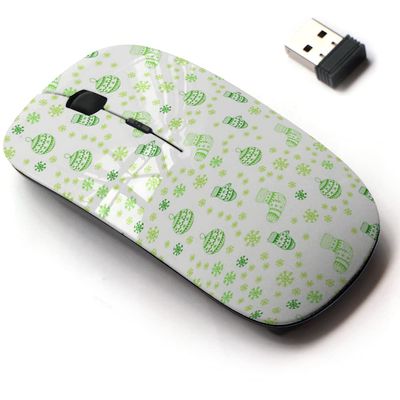 CJCBROES 2.4G Wireless Mouse with Cute Pattern Design for All Laptops and Desktops with Nano Receiver - Green Cover