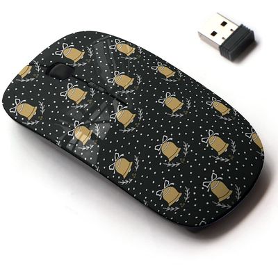 2.4G Wireless Mouse with Cute Pattern Design for All Laptops and Desktops with Nano Receiver - Christmas Bell Black