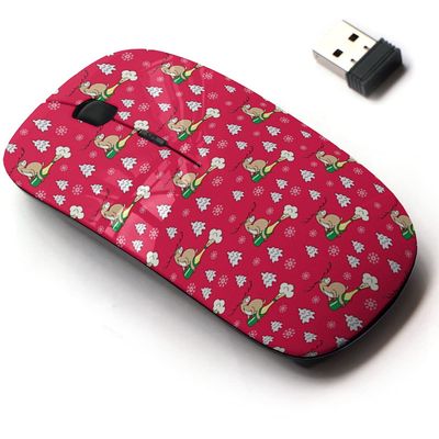2.4G Wireless Mouse with Cute Pattern Design for All Laptops and Desktops with Nano Receiver - Christmas Colorful Image