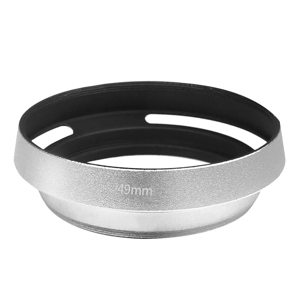 BGNing Camera Lens Hood Aluminium Lens Oblique Cover Internal Thread Hood Compatible with Cameras (49mm Silver)