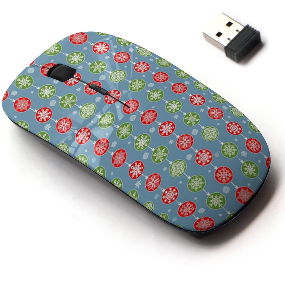 2.4G Wireless Mouse with Cute Pattern Design for All Laptops and Desktops with Nano Receiver - Winter Hanging red Green