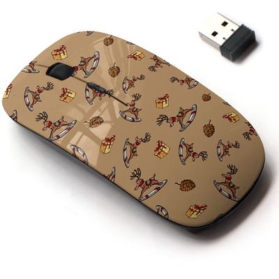 2.4G Wireless Mouse with Cute Pattern Design for All Laptops and Desktops with Nano Receiver - Christmas Decorations Doodle Style