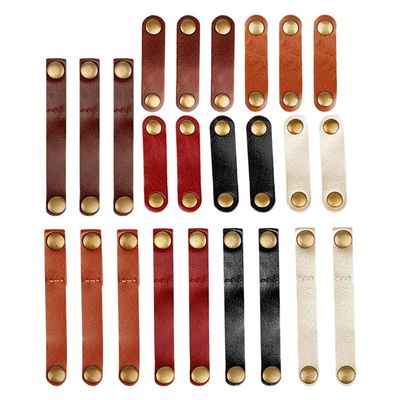 24pcs Leather cable tie Earphone Winder cable ties earphone wrap electronic cord organizer Anti-tangle storage bag