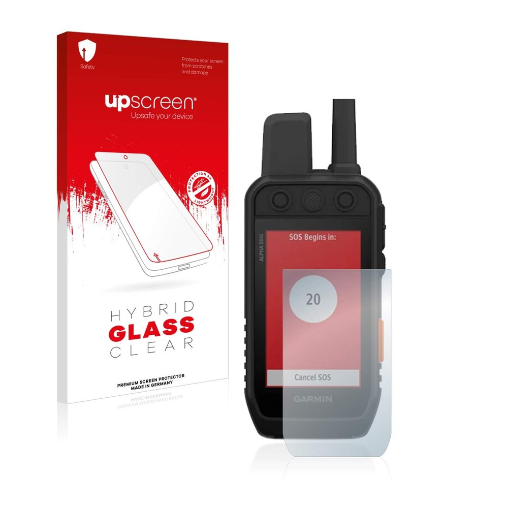 upscreen. Hybrid Glass Clear Premium Glass screen protector for Garmin Alpha 200i K, Flexible, Lightweight, High transparency