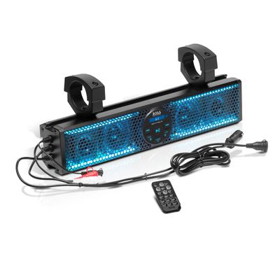 BOSS Audio Systems BRT17SLR ATV Sound Bar - 17 Inches Wide, 3 inch Speakers, IPX5 Weatherproof, Bluetooth, Built-in Amp, Multicolor Illumination