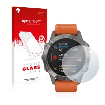 upscreen. Hybrid Glass Clear Premium Glass screen protector for Garmin Fenix 6, Flexible, Lightweight, High transparency