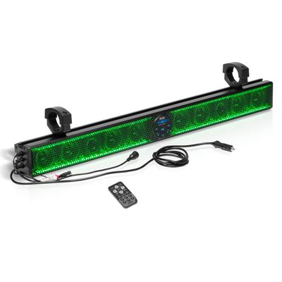 BOSS Audio Systems BRT37SLR ATV UTV Sound Bar - 37 Inches Wide, 3 inch Speakers, 1 Inch Tweeters, Full Range, IPX5 Weatherproof, Bluetooth, Built-in Amp, Multicolor Illumination, Golf Cart Compatible