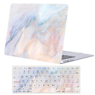 Case Compatible with MacBook Pro 13 Inch A1278 with CD-ROM Release Early 2012/2011/2010/2009/2008, 2 in 1 Plastic Laptop Hard Shell Protective Cover with Keyboard Skin - Pink Blue Marble