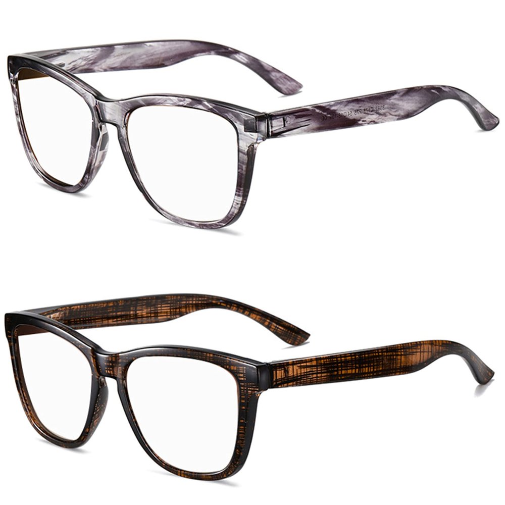 bullabulling Squre Fashion Anti-blue light Reading Glasses Men Women Computer Reader (black gray/brown stripe, 3.25)