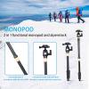 55 Inch Camera Tripod for DSLR Camera, Easy Hood 8kgs Loaded Lightweight Camera Mount Tripod Stand Aluminum Travel Accessories with 360 Panorama Ball Head and Monopod view 2