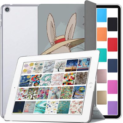 DuraSafe Cases for iPad 9.7 Inch 5 Gen 2017 6 Gen 2018 [iPad 5th 6th ] A1893 A1822 A1954 MRJN2LL/A MR7G2LL/A MR7F2LL/A MP2F2LL/A PrintediPad Cover with Translucent Frosted Hard Back - Bunny Hat