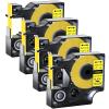 GREENCYCLE Compatible for Dymo 18056 Heat Shrink Tubes Industrial Label Tape 1/2-Inch (12 mm) x 5 ft (1.5m) for use with DYMO Rhino 5200 4200 3000 5000 6000 Label Makers, (Black on Yellow, 4 Pack) view 1