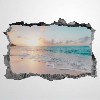 Beach Beach Ocean Wall Sticker Tropical Scenery Decal Mural Decor Wall Stickers Mural Smashed Wall Art Removable Poster Vinyl decals For Bedroom Living Room Playroom Nursery Office Shop,32'' sj400