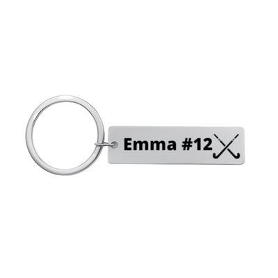 Personalized Field Hockey Keychain with Custom Engraving, Stainless Steel Field Hockey Gift, Girls Field Hockey Jewelry, Field Hockey Player, Team and Coaches Gifts