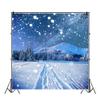 DORCEV 10x10ft Winter Night View Backdrop Beautiful Nature Snowy Trees Outdoor Mountain Scenery Snowfield Wheel Tracks Photography Background for Kids Family Christmas Party Banner Studio Props view 2