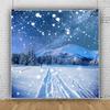 DORCEV 10x10ft Winter Night View Backdrop Beautiful Nature Snowy Trees Outdoor Mountain Scenery Snowfield Wheel Tracks Photography Background for Kids Family Christmas Party Banner Studio Props view 3