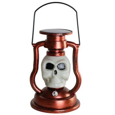 LAOWU Solar Halloween Skull Lanterns Decorations Colorful Flashes Retro Portable Camping Kerosene Lamp Solar Halloween Lantern