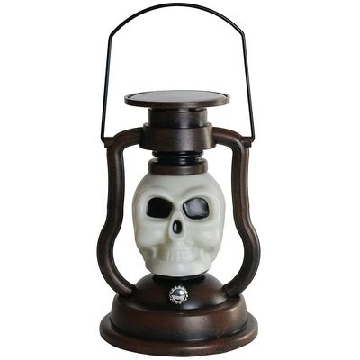 LAOWU Solar Halloween Skull Lanterns Decorations Colorful Flashes Retro Portable Camping Kerosene Lamp Solar Halloween Lantern