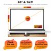 40" Inch Portable Projection Screen16:9 Small Retractable Floor Standing Mobile Tabletop Screen with Stand Lightweight Carry & Durable for Schools Meeting Indoor Outdoor view 2