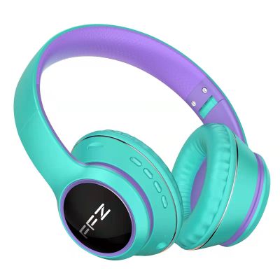 FFZ Kids Wireless Headphones, K21 Colorful LED Lights Blue Tooth-V5.0 Headphones for Kid with Built-in Microphone, Foldable Headset & Soft Earpads, for School/Car/Airplane/Ipad (Purple)