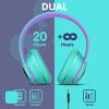 FFZ Kids Wireless Headphones, K21 Colorful LED Lights Blue Tooth-V5.0 Headphones for Kid with Built-in Microphone, Foldable Headset & Soft Earpads, for School/Car/Airplane/Ipad (Purple) view 3