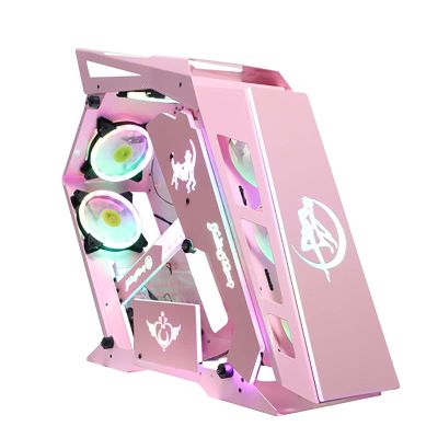 BBNB Gaming Case,Mid-Tower PC Gaming Case ATX/M-ATX - Front I/O USB 3.0 Port - Tempered Glass Side Panel - 5 Fan Position - Water Cooling Installation Ready, Pink