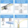 Stand Steady 4 Monitor Mount Desk Setup - Heavy-Duty Height Adjustable Monitor Stand, Swivel Arm with Clamp-On Base, Four Screen VESA Mount Fits Most LCD/LED Monitors 17-32 in. (Silver, 4 Mounts) view 4