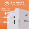ECHOGEAR Wall Outlet with USB Ports & Surge Protection - Power Protect 8 Devices 6 Rotating AC Plugs 2 Includes 1x USB-C Port USB-A White view 3
