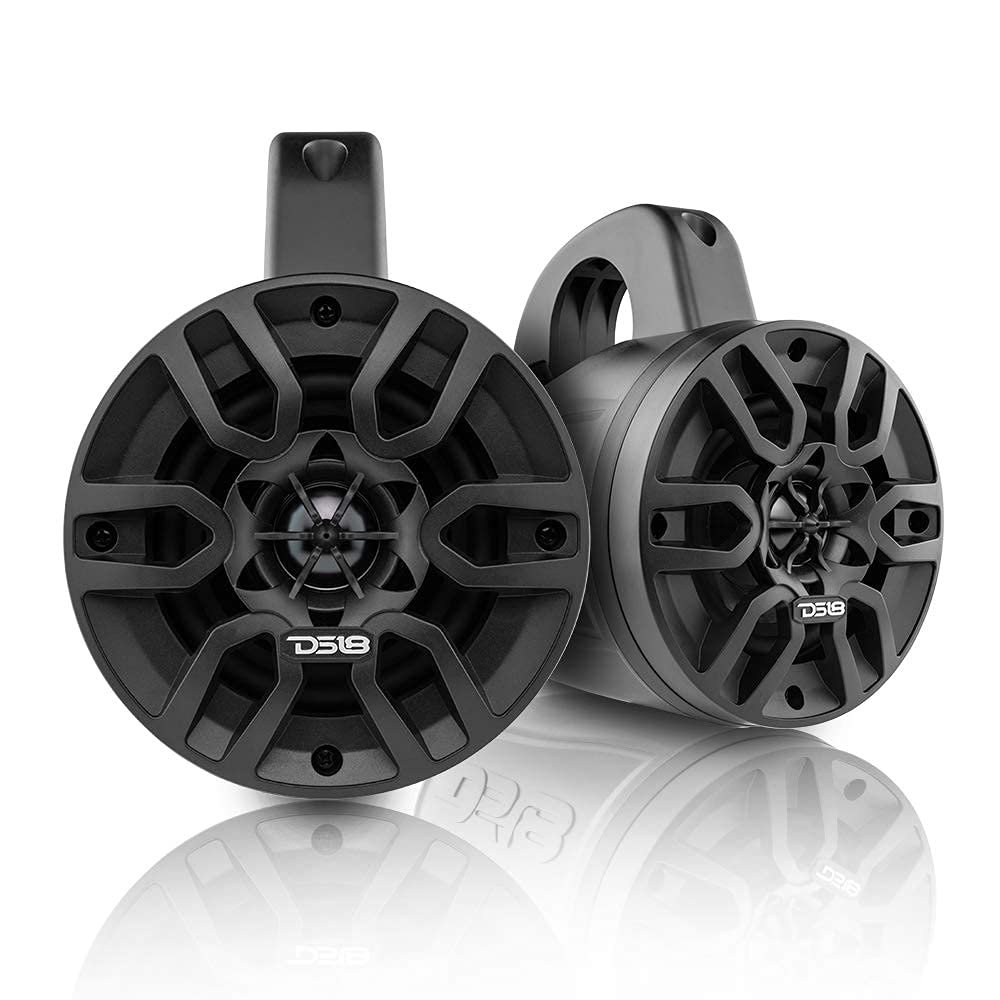 DS18 Hydro NXL-4TP/BK Black Marine Tower Speaker  4", 2-Way, 150W Max, 50W RMS, 100% UV Stable, IPX5 Marine, 4 Ohms - for All Elements, UTV, ATV & Jeeps (Pair) (Renewed)