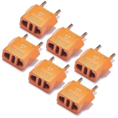 United States to Saint Barthelemy/St Barts Travel Power Adapter to Connect North American Electrical Plugs to Barthelemois outlets for Phones, Tablets, eReaders, and More (6-Pack, Orange)