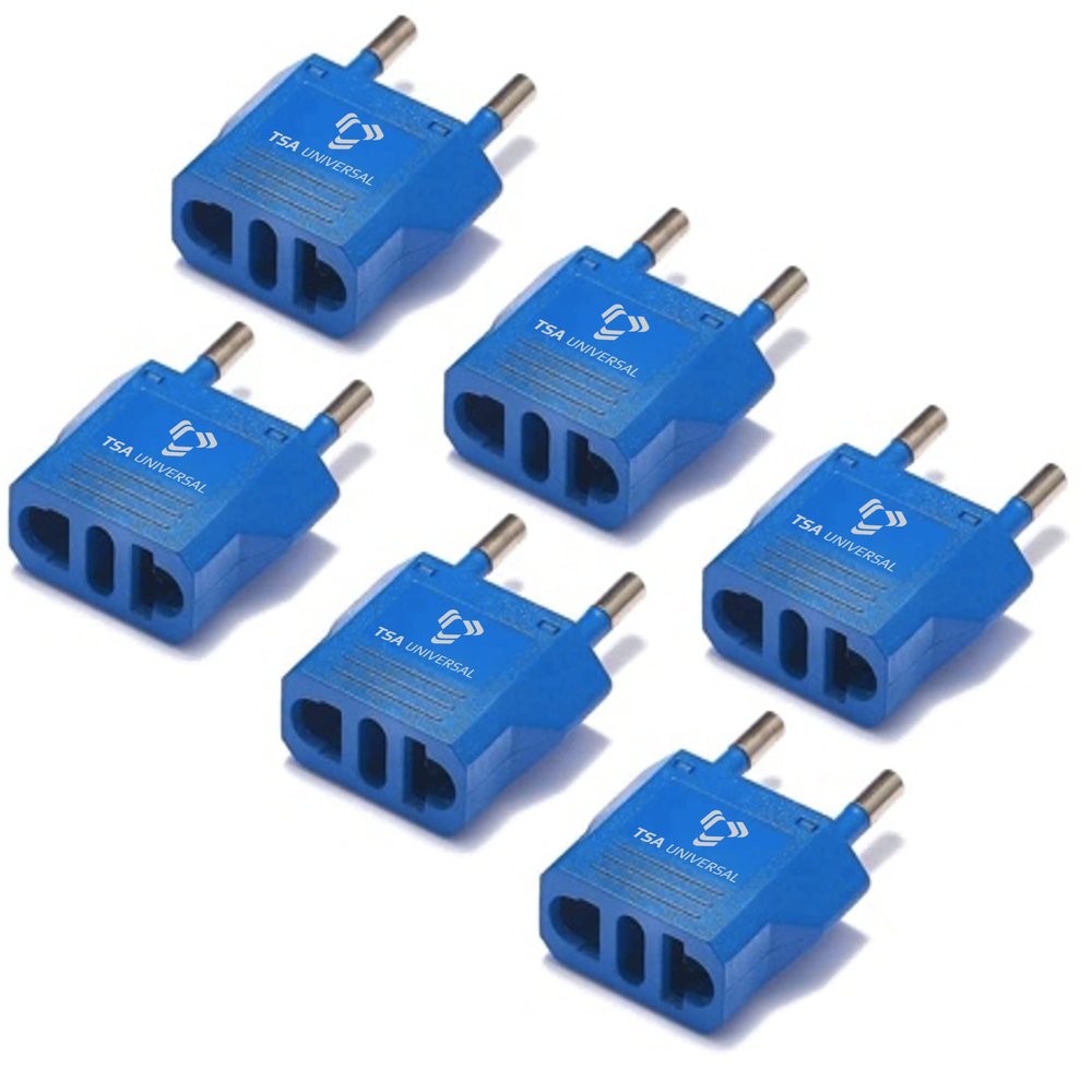 United States to Syria Travel Power Adapter to Connect North American Electrical Plugs to Syrian Outlets for Cell Phones, Tablets, eReaders, and More (6-Pack, Blue)