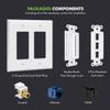 TOPGREENER Double Gang Datacomm Bundle with Multimedia Pass-Through Insert, 3-Port Keystone Jack Insert, Coaxial, Ethernet, HDMI Keystones, and 2-Gang Decorator Wall Plate, TG889173MCFH-W, White view 2