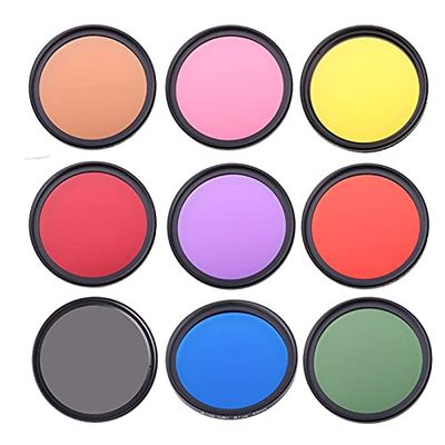 9colors/Set Full Color Filter kit DSLR Camera Lens Filter 49mm 52mm 55mm 58mm 62mm 67mm 72mm 77mm Blue Red Orange Lens Filter (Caliber : 72mm, Color : 9 Colors)