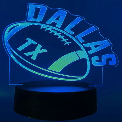CLORURBANLIVE 3D Football Dallas Night Light 3D Illusion Lamp with Remote Control 16 Color Options Sports Decor Lighting for Fans (Dallas Multicoloured)