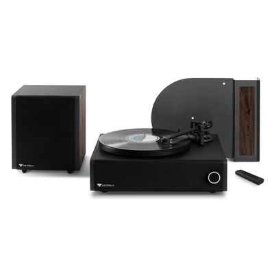 Victrola V1 Music System with Built-in Record Player, Stereo Soundbar, Powered Wireless 6.5" Subwoofer and 5.0 Bluetooth Streaming, Supports 33-1/3 and 45 RPM Vinyl Records (Espresso)