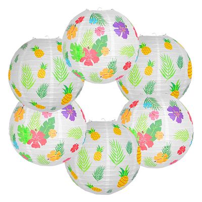 PartyKindom 6 Pcs Pineapple Paper Honeycomb Ball Pool Party Galvanized Steel Wire White Paper