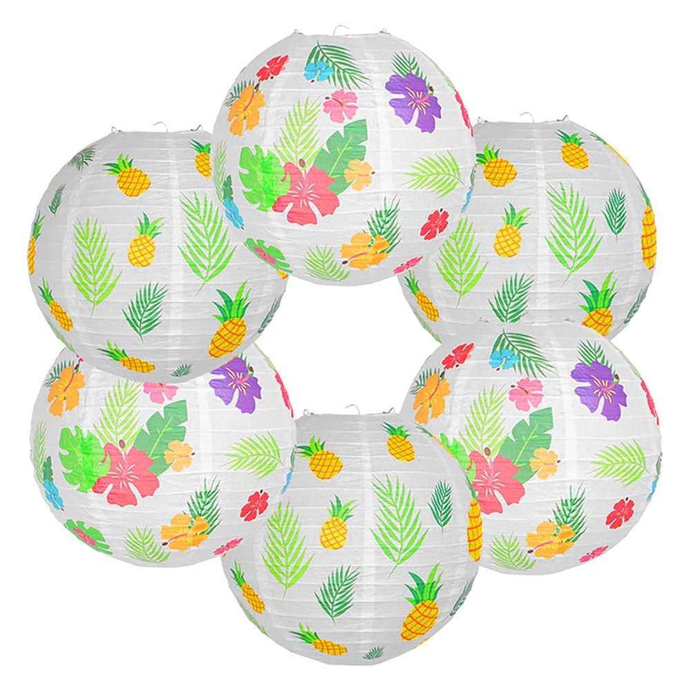 PartyKindom 6 Pcs Pineapple Paper Honeycomb Ball Pool Party Galvanized Steel Wire White Paper