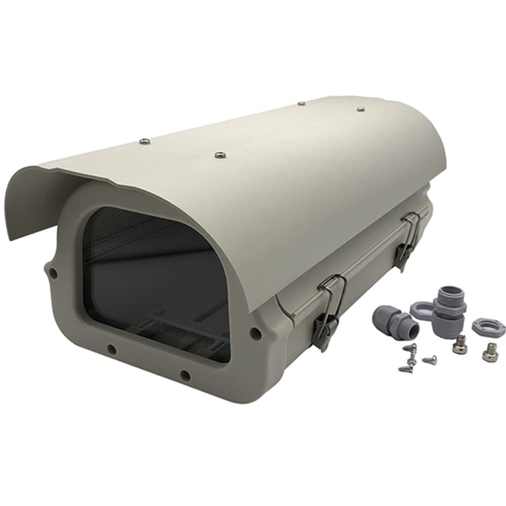 15 Inch Large Size Outdoor Weatherproof Heavy Duty Aluminum CCTV Housing Security Surveillance Camera Housing Camera Mount Enclosure with Clear Glass Window Double Lock