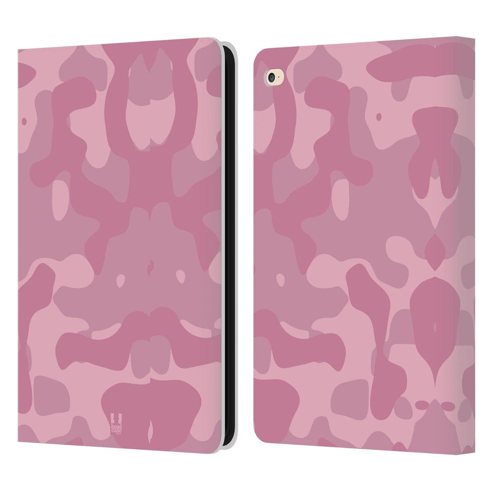 Head Case Designs Pink Soft Camouflage Leather Wallet Case Compatible with Apple iPad Air 2 (2014)
