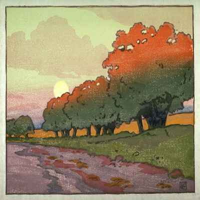 Arthur Wesley Dow : Willows and the Moon : 1917 : Archival Quality Art Print