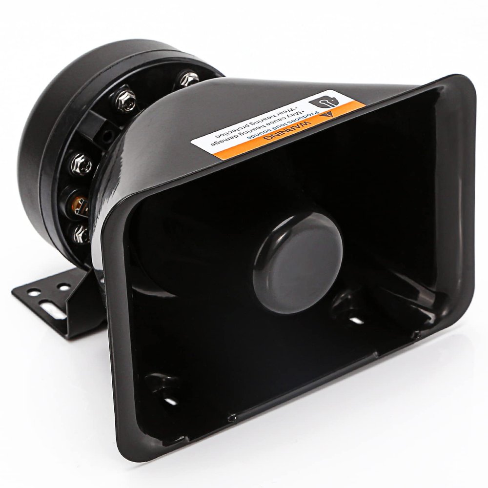 BooYu 200 Watt Rectangle High-Performance PA Siren Horn Speaker [8 Ohms] [125-135 dB] [IP66 Waterproof] [Compatible with 100-200 Watt Siren System] for Police Car, Ambulance, Fire, Engineer Vehicles