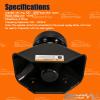 BooYu 200W High-Performance PA Siren Horn Speaker [180 Degree Design] [8 Ohms] [125-135 dB] [IP66 Waterproof] [Compatible with 100-200 Watt Siren] for Police car, Ambulance, fire, Engineer Vehicles view 4
