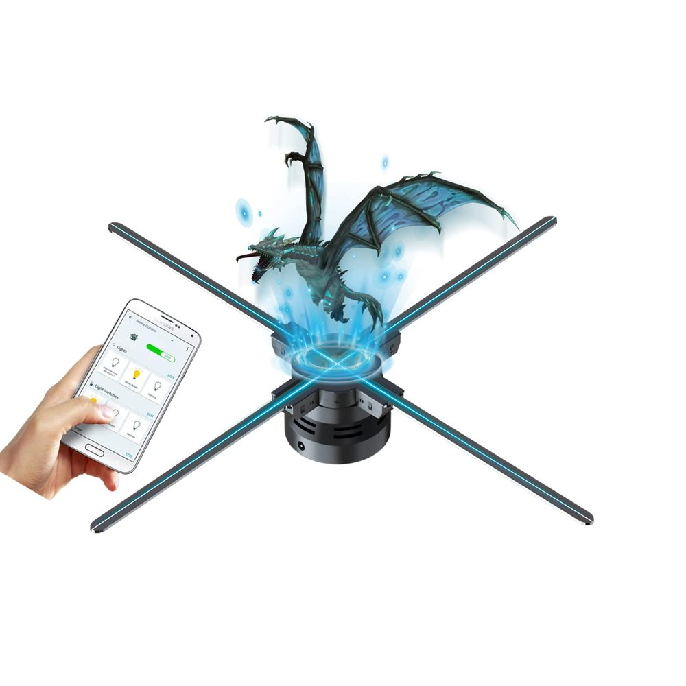 3DHologramFan,Missyou 25.6 3DHologramfan Projector HDLED Holographic Christmas Tree Advertising Display with Remote,Bluetooth,Splicing,1500+ Video Library for Business Store Signs,Bar,Party,Halloween