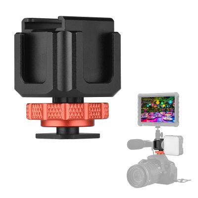 Andoer Cold Shoe Adapter Bracket Lightweight Aluminum Alloy with Cold Shoe Mounts Extension for DSLR ILDC Camera Video Light Microphone Monitor Video Shooting Microfilm