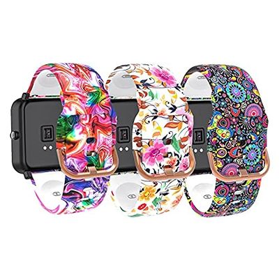 3-Pack Bands Compatible with AGPTEK LW11 Smart Watch Band for Women, Quick Release Soft Silicone Pattern Printed Straps Replacement for AGPTEK LW11 Smartwatch(3 Colors A)