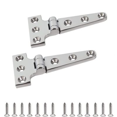 Two Marine Grade Ultra Heavy Duty cast Stainless Steel t Hinges 4,6,8 inches (4 INCH-100 * 54 * 4.8cm)