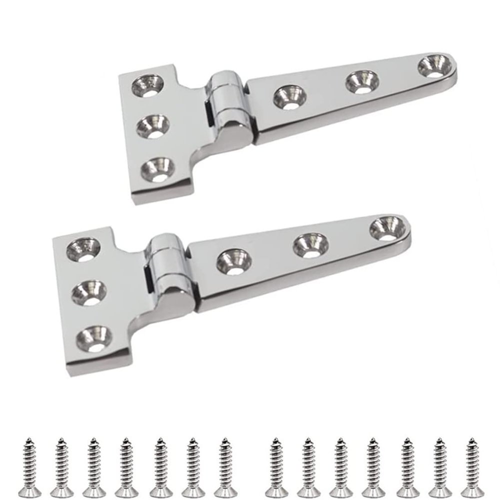 Two Marine Grade Ultra Heavy Duty cast Stainless Steel t Hinges 4,6,8 inches (4 INCH-100 * 54 * 4.8cm)