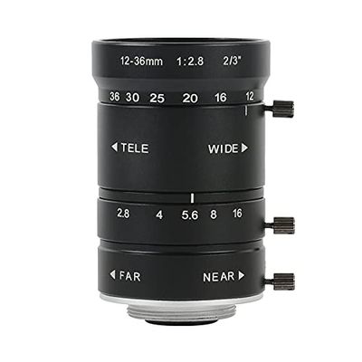 Microscope Accessories 10MP 12-36mm F2.8 - F16 HD CCTV Industrial Zoom Lens Big View High Working Distance CS C Mount Lens Large Target Surface