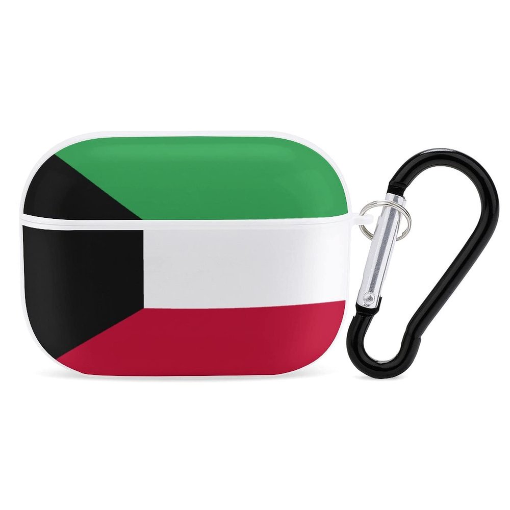 Kuwait Flag Compatible with AirPods Pro case Protective Cover, Cute Protective Shockproof Protective Cover with Keychain, Wireless Charging Box, Woman, Man